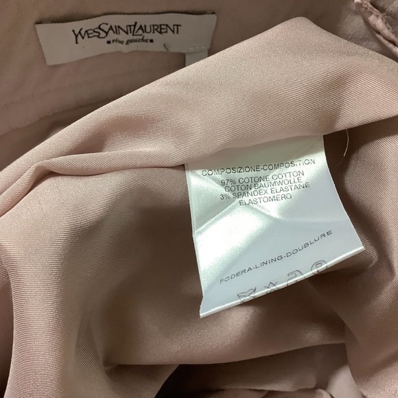 Vintage Y2K, 00s Yves Saint Laurent Rive Gauche Pink Beige Ruffle Pencil Skirt - Picture 11 of 12